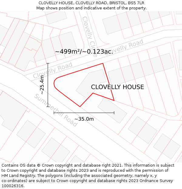 CLOVELLY HOUSE, CLOVELLY ROAD, BRISTOL, BS5 7LR: Plot and title map