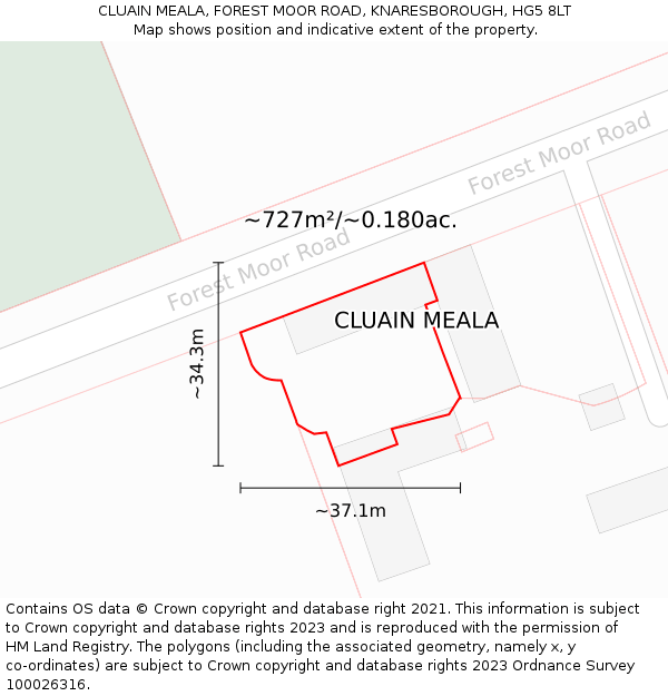 CLUAIN MEALA, FOREST MOOR ROAD, KNARESBOROUGH, HG5 8LT: Plot and title map