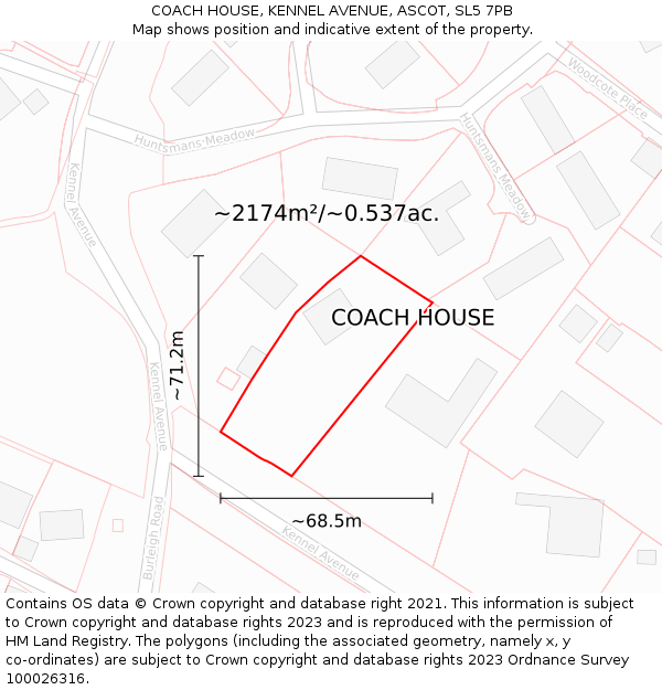 COACH HOUSE, KENNEL AVENUE, ASCOT, SL5 7PB: Plot and title map