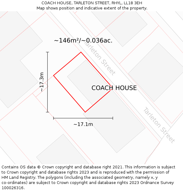 COACH HOUSE, TARLETON STREET, RHYL, LL18 3EH: Plot and title map