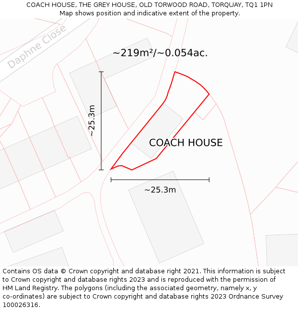 COACH HOUSE, THE GREY HOUSE, OLD TORWOOD ROAD, TORQUAY, TQ1 1PN: Plot and title map