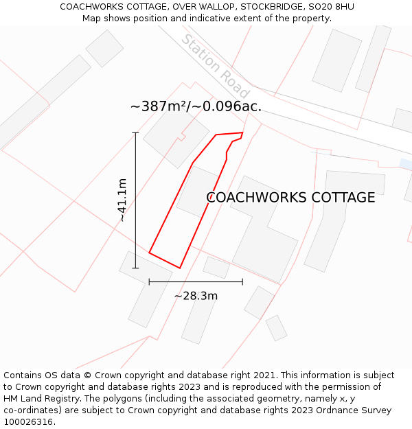 COACHWORKS COTTAGE, OVER WALLOP, STOCKBRIDGE, SO20 8HU: Plot and title map