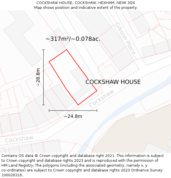 COCKSHAW HOUSE, COCKSHAW, HEXHAM, NE46 3QS: Plot and title map