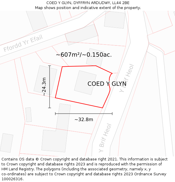 COED Y GLYN, DYFFRYN ARDUDWY, LL44 2BE: Plot and title map