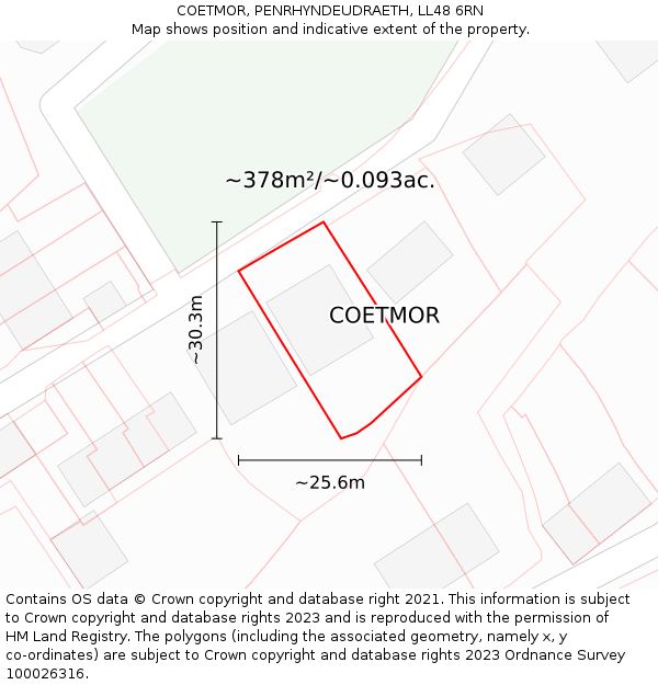 COETMOR, PENRHYNDEUDRAETH, LL48 6RN: Plot and title map