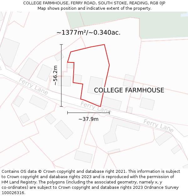 COLLEGE FARMHOUSE, FERRY ROAD, SOUTH STOKE, READING, RG8 0JP: Plot and title map