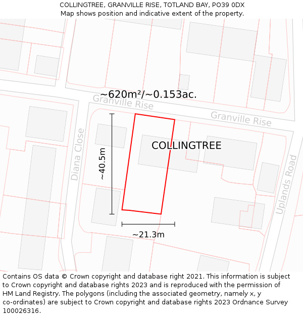 COLLINGTREE, GRANVILLE RISE, TOTLAND BAY, PO39 0DX: Plot and title map