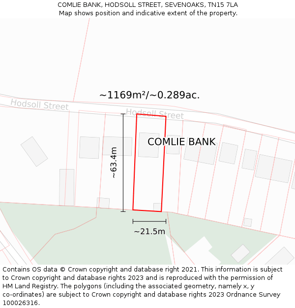 COMLIE BANK, HODSOLL STREET, SEVENOAKS, TN15 7LA: Plot and title map