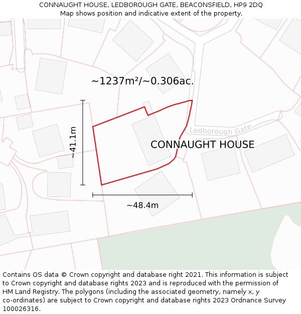 CONNAUGHT HOUSE, LEDBOROUGH GATE, BEACONSFIELD, HP9 2DQ: Plot and title map
