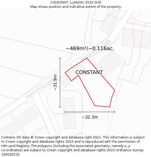CONSTANT, LLANON, SY23 5HS: Plot and title map