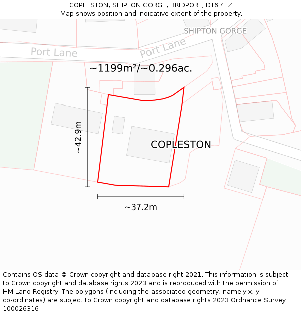 COPLESTON, SHIPTON GORGE, BRIDPORT, DT6 4LZ: Plot and title map