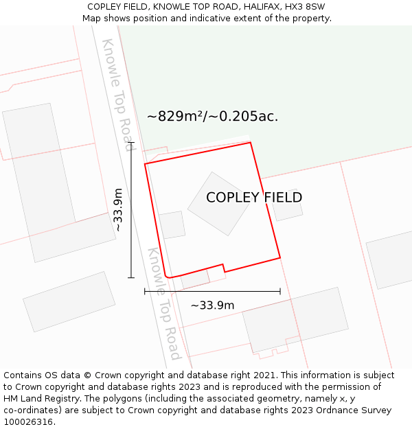 COPLEY FIELD, KNOWLE TOP ROAD, HALIFAX, HX3 8SW: Plot and title map