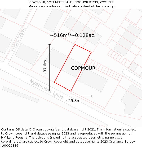 COPMOUR, NYETIMBER LANE, BOGNOR REGIS, PO21 3JT: Plot and title map