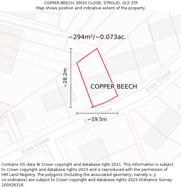 COPPER BEECH, EROS CLOSE, STROUD, GL5 3TP: Plot and title map