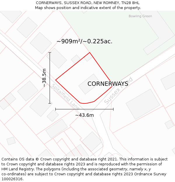 CORNERWAYS, SUSSEX ROAD, NEW ROMNEY, TN28 8HL: Plot and title map