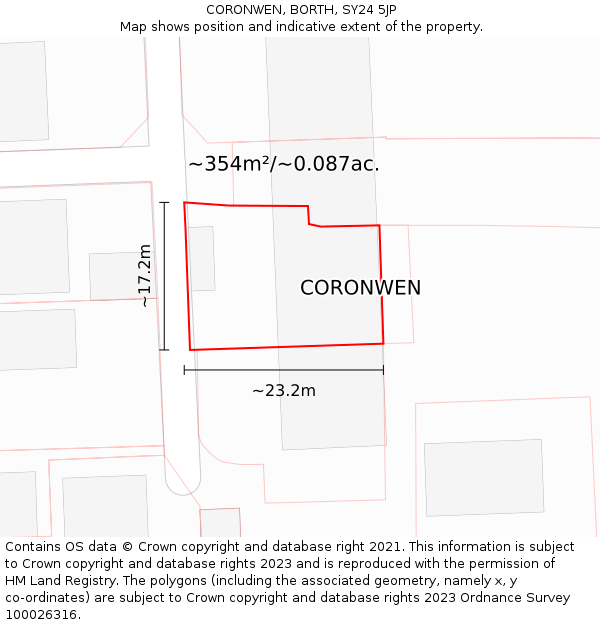 CORONWEN, BORTH, SY24 5JP: Plot and title map