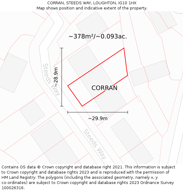 CORRAN, STEEDS WAY, LOUGHTON, IG10 1HX: Plot and title map