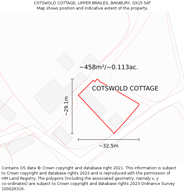COTSWOLD COTTAGE, UPPER BRAILES, BANBURY, OX15 5AT: Plot and title map