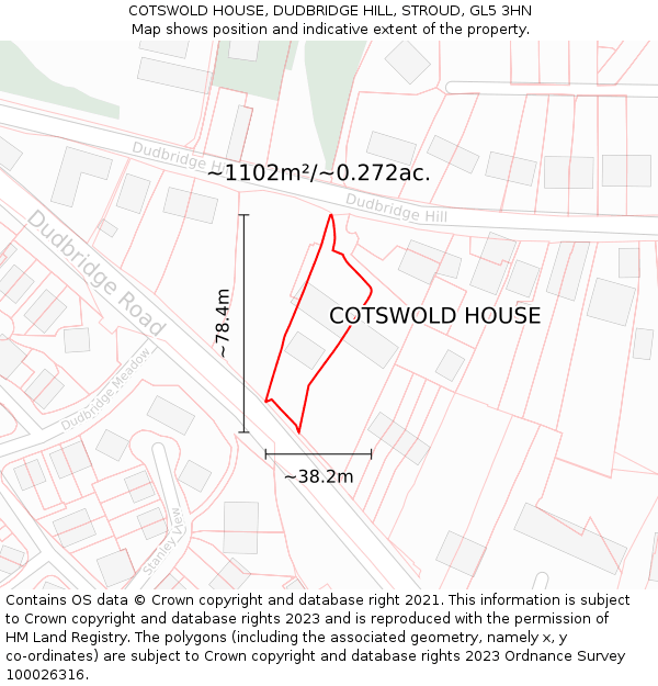 COTSWOLD HOUSE, DUDBRIDGE HILL, STROUD, GL5 3HN: Plot and title map