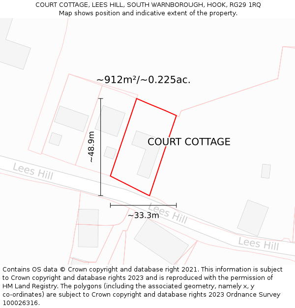 COURT COTTAGE, LEES HILL, SOUTH WARNBOROUGH, HOOK, RG29 1RQ: Plot and title map