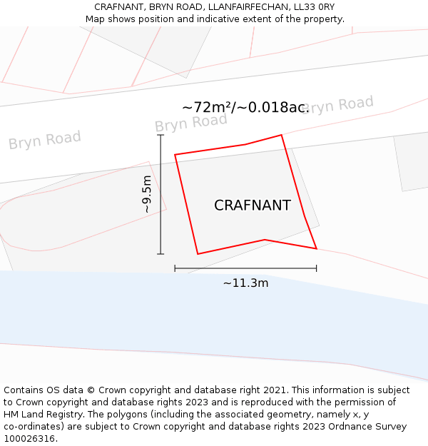 CRAFNANT, BRYN ROAD, LLANFAIRFECHAN, LL33 0RY: Plot and title map