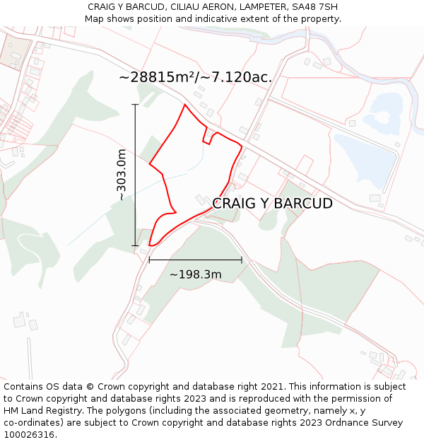 CRAIG Y BARCUD, CILIAU AERON, LAMPETER, SA48 7SH: Plot and title map