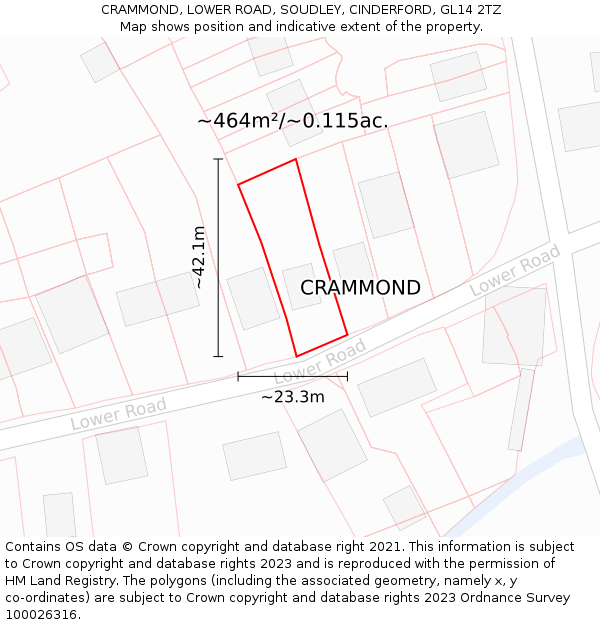 CRAMMOND, LOWER ROAD, SOUDLEY, CINDERFORD, GL14 2TZ: Plot and title map