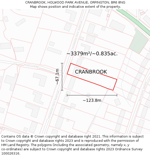 CRANBROOK, HOLWOOD PARK AVENUE, ORPINGTON, BR6 8NG: Plot and title map