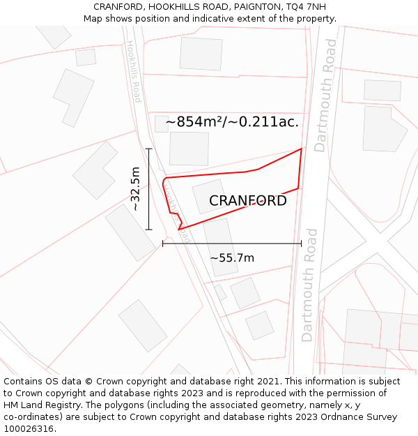 CRANFORD, HOOKHILLS ROAD, PAIGNTON, TQ4 7NH: Plot and title map