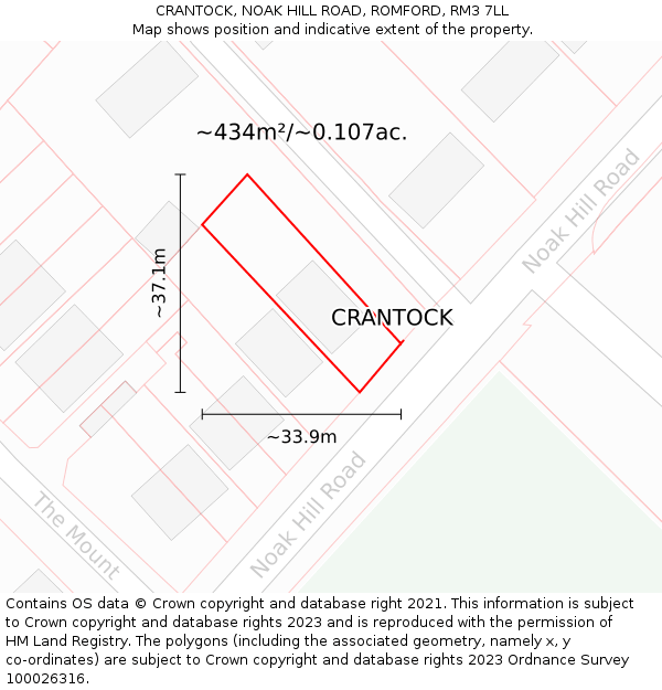 CRANTOCK, NOAK HILL ROAD, ROMFORD, RM3 7LL: Plot and title map