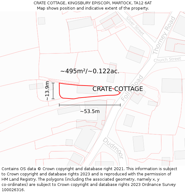 CRATE COTTAGE, KINGSBURY EPISCOPI, MARTOCK, TA12 6AT: Plot and title map