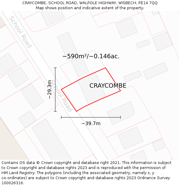 CRAYCOMBE, SCHOOL ROAD, WALPOLE HIGHWAY, WISBECH, PE14 7QQ: Plot and title map