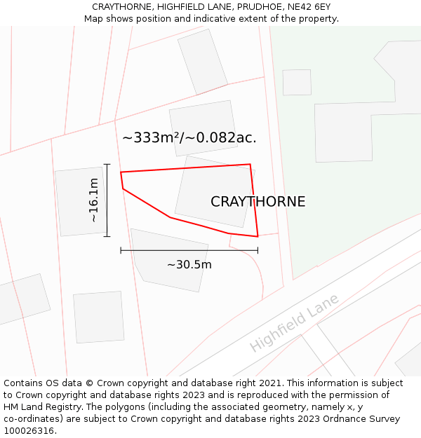 CRAYTHORNE, HIGHFIELD LANE, PRUDHOE, NE42 6EY: Plot and title map