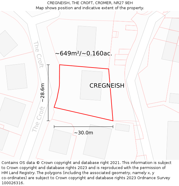 CREGNEISH, THE CROFT, CROMER, NR27 9EH: Plot and title map