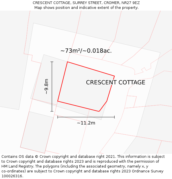 CRESCENT COTTAGE, SURREY STREET, CROMER, NR27 9EZ: Plot and title map