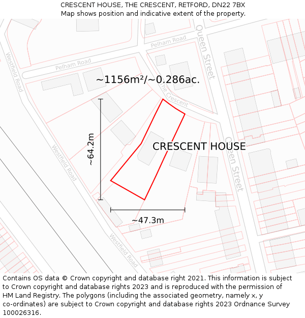 CRESCENT HOUSE, THE CRESCENT, RETFORD, DN22 7BX: Plot and title map