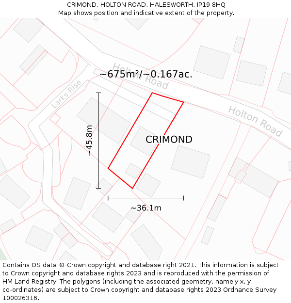 CRIMOND, HOLTON ROAD, HALESWORTH, IP19 8HQ: Plot and title map