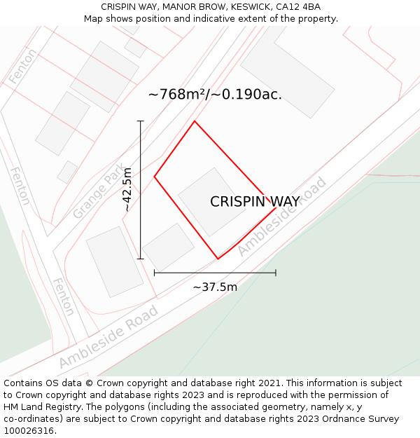 CRISPIN WAY, MANOR BROW, KESWICK, CA12 4BA: Plot and title map