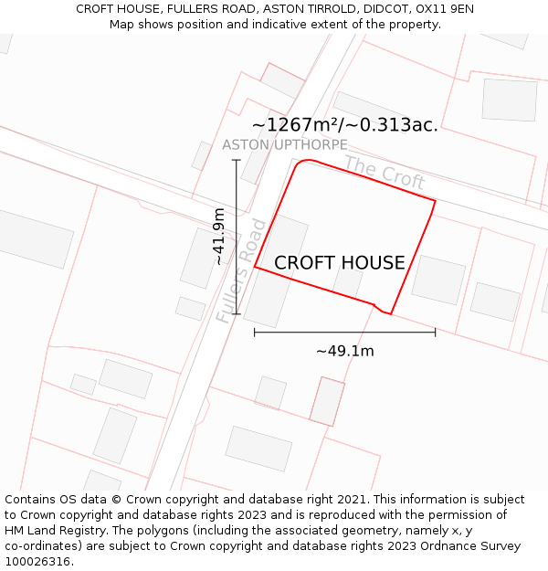 CROFT HOUSE, FULLERS ROAD, ASTON TIRROLD, DIDCOT, OX11 9EN: Plot and title map