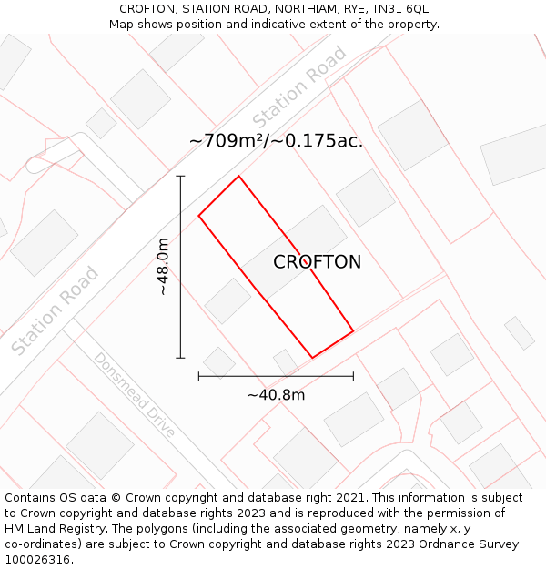 CROFTON, STATION ROAD, NORTHIAM, RYE, TN31 6QL: Plot and title map