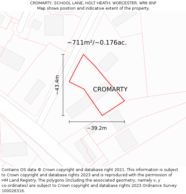 CROMARTY, SCHOOL LANE, HOLT HEATH, WORCESTER, WR6 6NF: Plot and title map