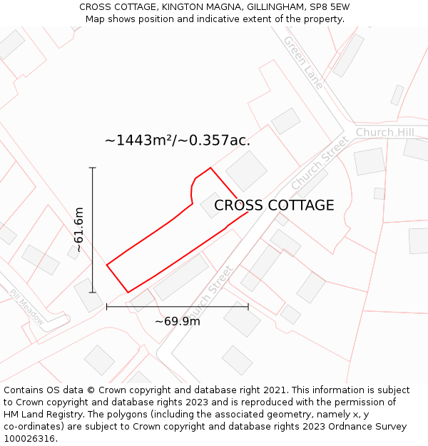 CROSS COTTAGE, KINGTON MAGNA, GILLINGHAM, SP8 5EW: Plot and title map