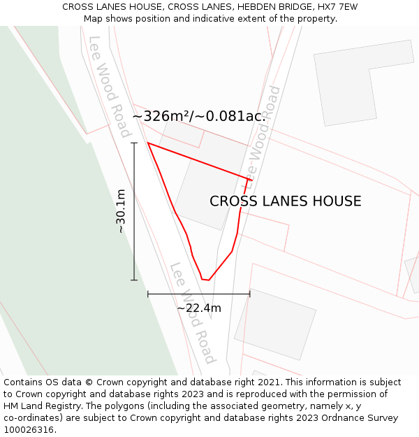 CROSS LANES HOUSE, CROSS LANES, HEBDEN BRIDGE, HX7 7EW: Plot and title map