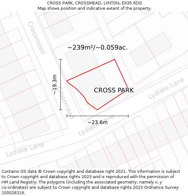 CROSS PARK, CROSSMEAD, LYNTON, EX35 6DG: Plot and title map