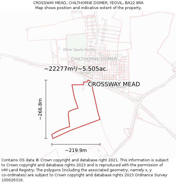 CROSSWAY MEAD, CHILTHORNE DOMER, YEOVIL, BA22 8RA: Plot and title map