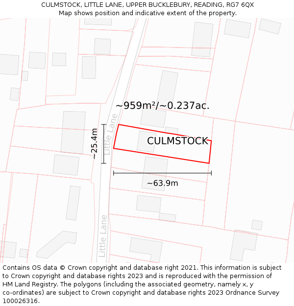 CULMSTOCK, LITTLE LANE, UPPER BUCKLEBURY, READING, RG7 6QX: Plot and title map