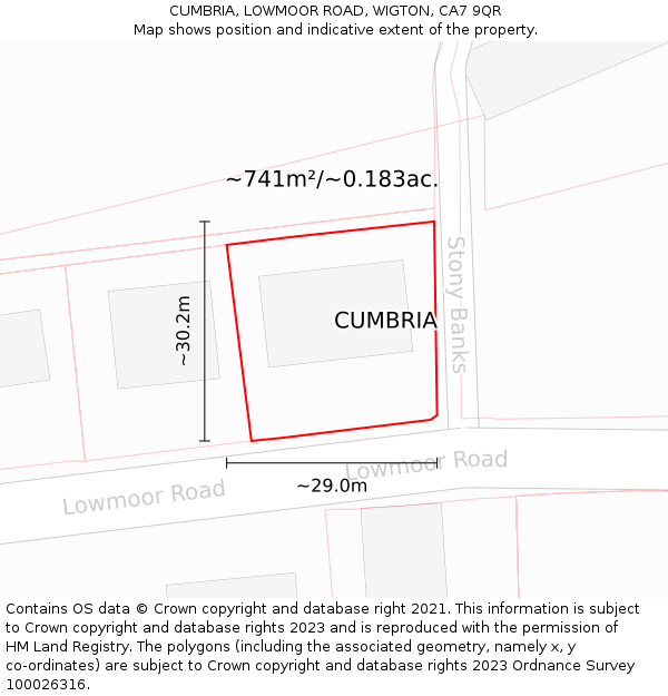 CUMBRIA, LOWMOOR ROAD, WIGTON, CA7 9QR: Plot and title map