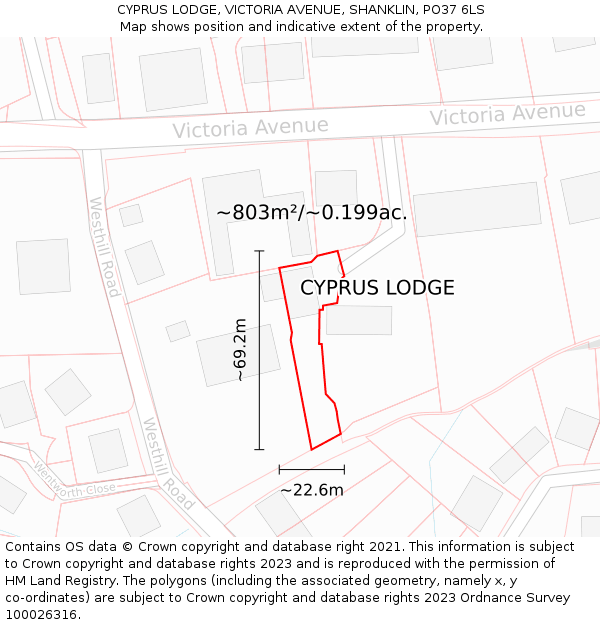 CYPRUS LODGE, VICTORIA AVENUE, SHANKLIN, PO37 6LS: Plot and title map