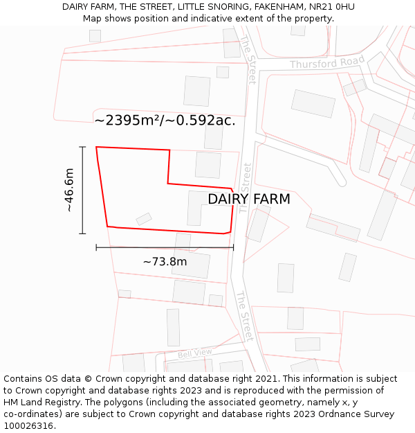 DAIRY FARM, THE STREET, LITTLE SNORING, FAKENHAM, NR21 0HU: Plot and title map