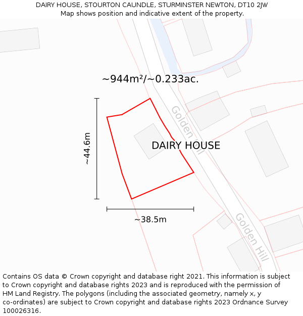 DAIRY HOUSE, STOURTON CAUNDLE, STURMINSTER NEWTON, DT10 2JW: Plot and title map